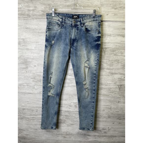Nuon Rodeo Crop Jeans Mens 30 Distressed Blue Denim Stretch Straight Fit W30 - Picture 1 of 10